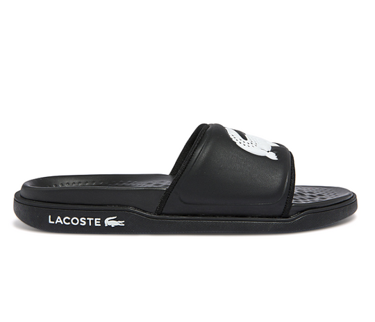 Women's Lacoste Croco Dualiste Slides (Black/White)