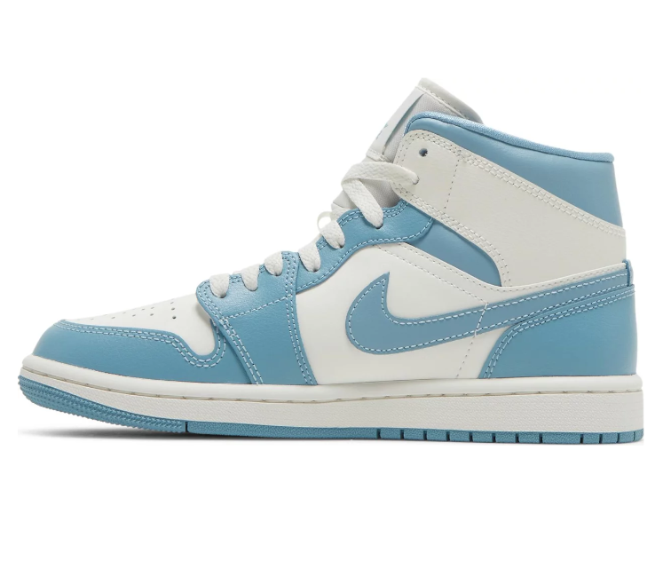 Women's Nike Air Jordan 1 Mid UNC (Sail/Blue) at ShoeGrab