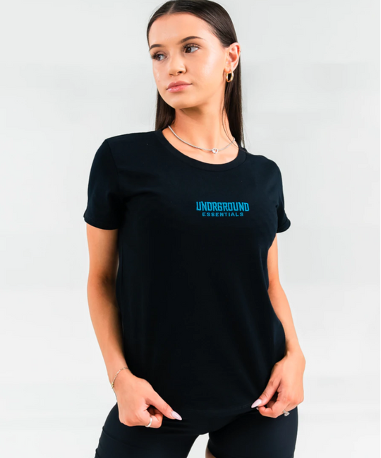 UNDRGROUND Fitted Curved Tee (Black/Teal)